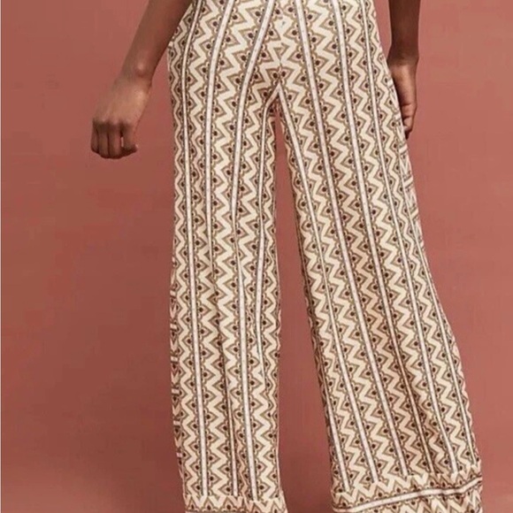 FARM Rio Cream and Brown Geometric Wide Leg Pants GEO print - Picture 12 of 16